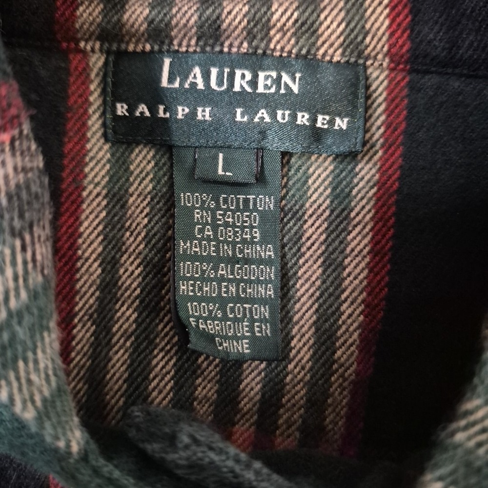 Lauren Ralph Lauren Flannel Shacket Womens Large Green Plaid Hood Full Zip Work - Picture 3 of 8